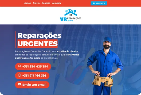 Landing page desenvolvida pela Studyu para a VR Reparações