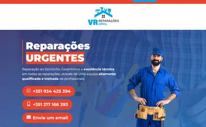 Landing page built by Studyu for VR Reparações